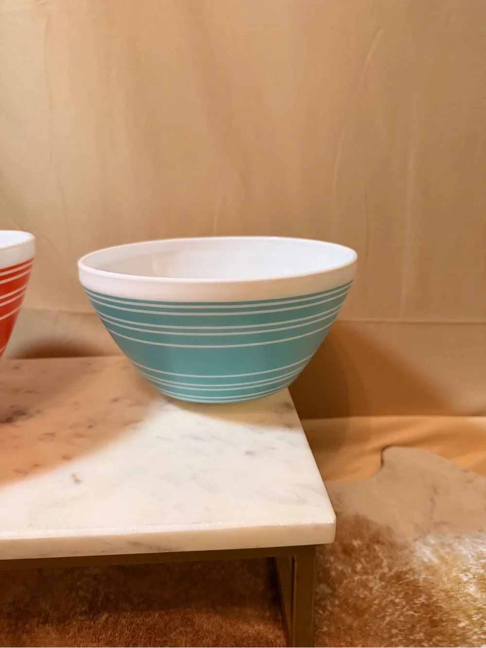 Pyrex Striped Nesting Mixing Bowls in Coral, Lime & Teal